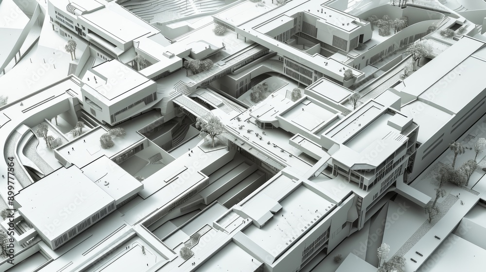 A detailed architectural model showcases an urban development plan ...
