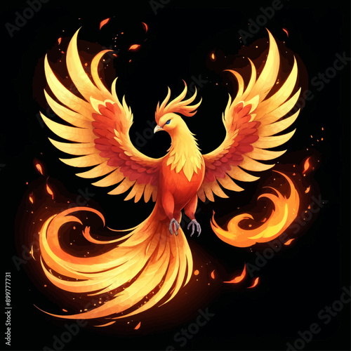 Fiery Phoenix: A majestic creature of myth and legend, captured in vibrant, fiery detail.