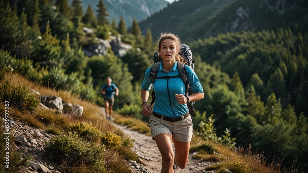 Naklejka premium Dynamic Trail Running Adventure