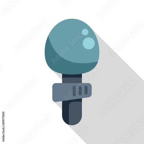 Modern studio microphone standing upright, ready for recording a podcast, singing a song or dubbing