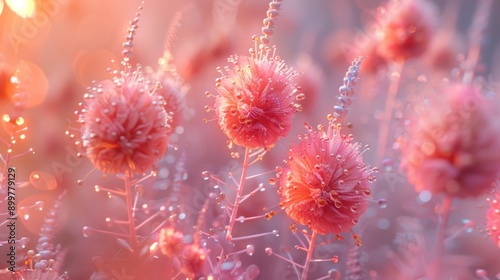 Pink Flowers With Dew Drops © subur