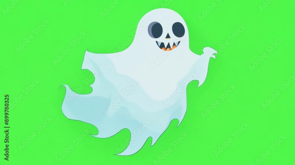 Funny ghost character is flying for Halloween isolated green screen background . Scary spooky Happy Halloween design Funny ghost character is flying for Halloween isolated green screen background . Scary spooky Happy Halloween design