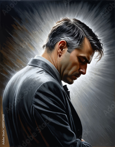 Contemplative Man in Suit