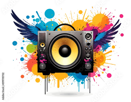 Colorful Speaker with Abstract Art Background