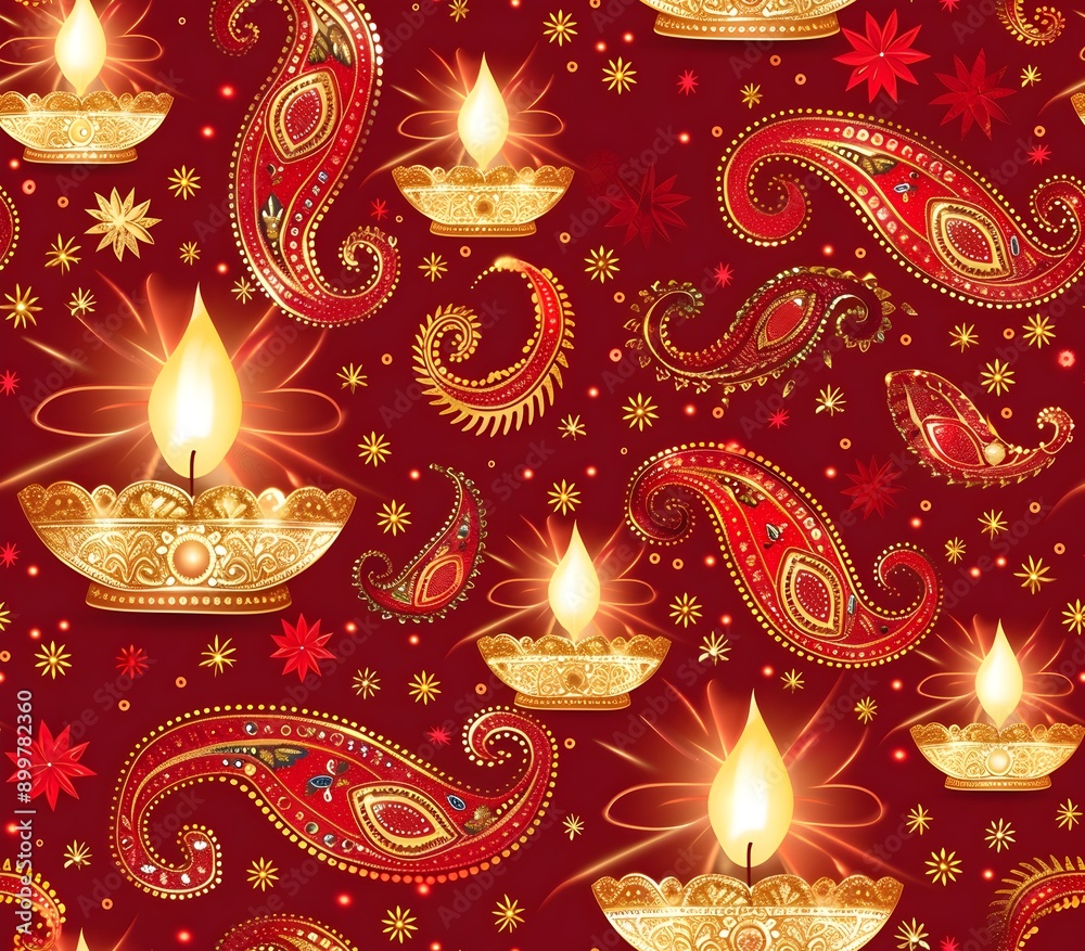 Sumptuous Red and Gold Indian Saree with Diwaliinspired Embroidery