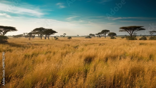 Savana landscape on a clear day. Africa, wildlife