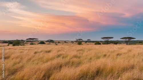 Savana landscape on a clear day. Africa, wildlife