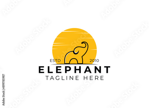 African Elephant element. Silhouette of elephant logo design
