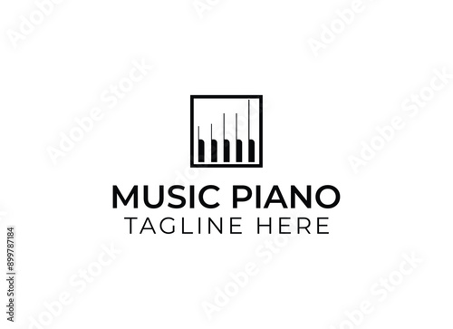 Minimalist and simple piano instrumental music logo design