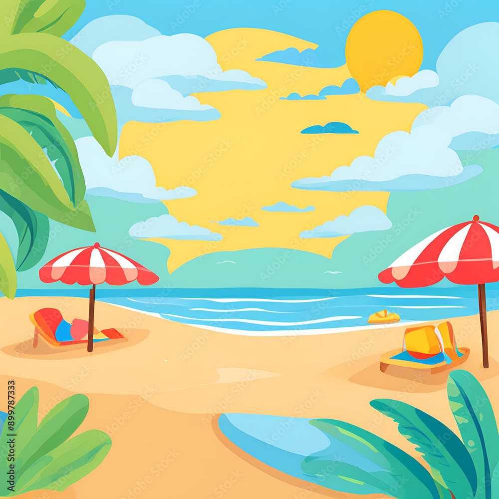 beach with umbrella and chairs beach with umbrella and chairs