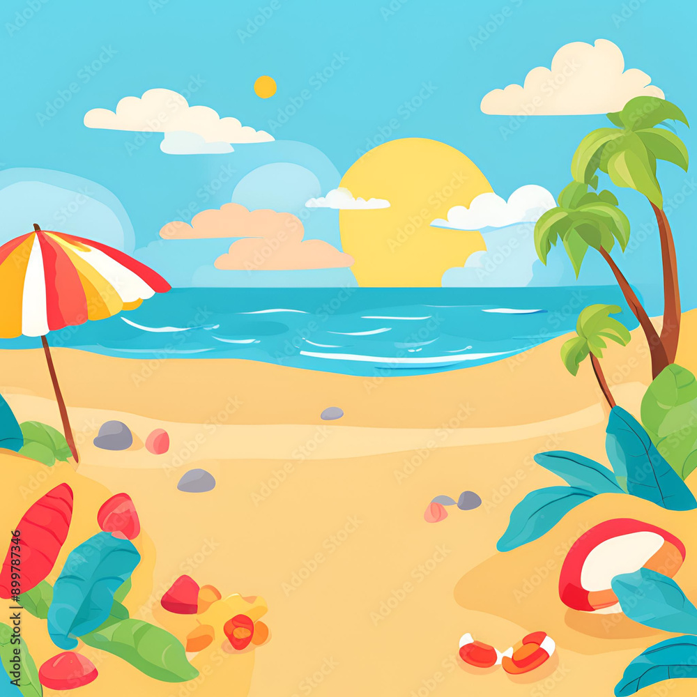 Obraz premium summer background with trees and sea