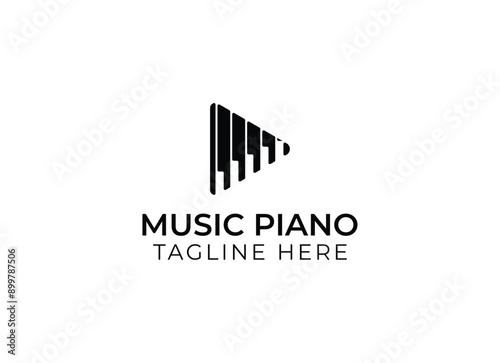 Minimalist and simple piano instrumental music logo design