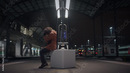 Wallpaper Mural Enjoying solitude in a peaceful, modern artfilled train station on a quiet night Torontodigital.ca