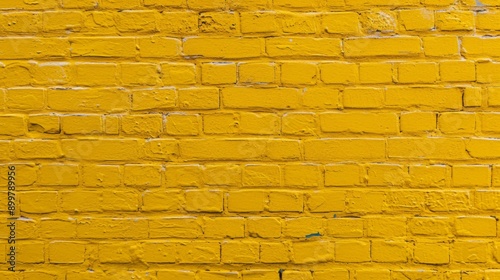 A vibrant yellow painted brick wall