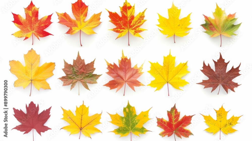 A collection of vibrant autumn maple leaves A collection of vibrant autumn maple leaves