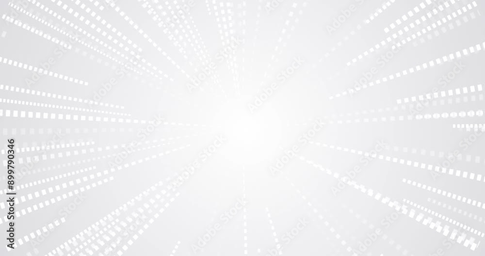 4k light grey white business animated background. Circular abstract sunbeams  with bright squares coins. Round dynamic center frame. Elegant office animation. Seamless loop technology 3d trendy design