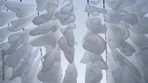 White clothesline in Dhobi Ghat in Mumbai, India photo