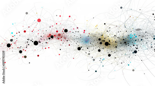 Complex network visual with interconnected nodes and links