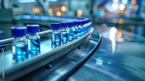 Wallpaper Mural Medical vials on production line at pharmaceutical factory, Pharmaceutical machine working pharmaceutical glass bottles production line, health care, pandemic Torontodigital.ca