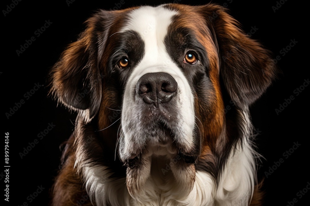 Portrait St. Bernard Dog isolated on black background Portrait St. Bernard Dog isolated on black background