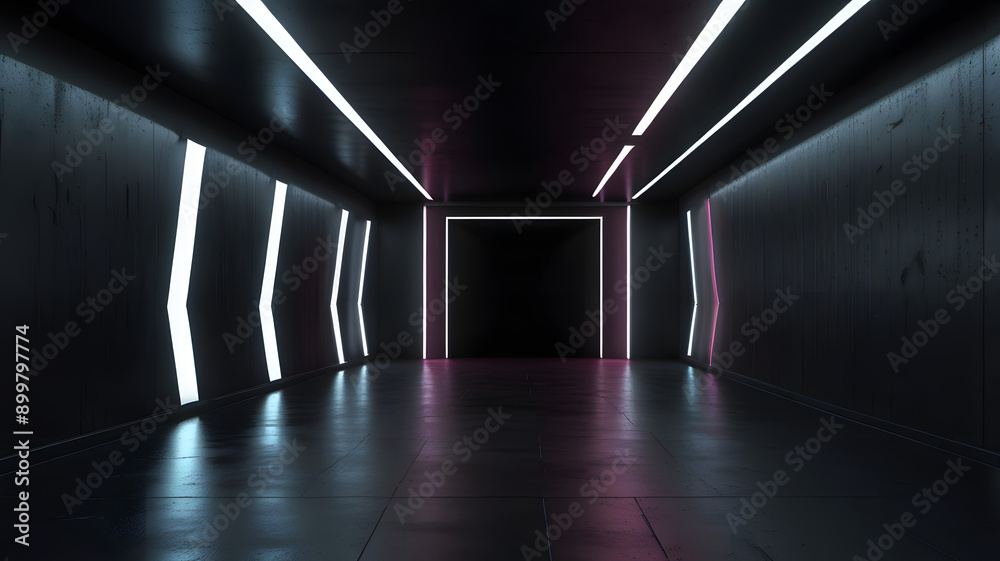 neon color background 3D room light abstract space technology tunnel stage floor. Empty white future 3D neon background studio futuristic corridor render modern interior silver road black wall design neon color background 3D room light abstract space technology tunnel stage floor. Empty white future 3D neon background studio futuristic corridor render modern interior silver road black wall design