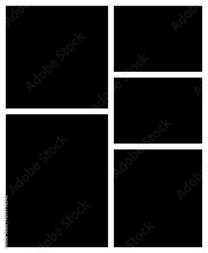 5 collage photo frame template . Template of photo, picture moodboard design. Vector illustration. picture board template.