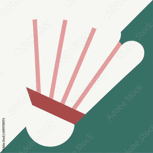 Minimalist Badminton: A stylized badminton shuttlecock takes center stage against a vibrant green background, ready for action. 