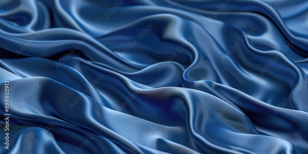 Obraz premium Blue silk waves background. Ai generation.