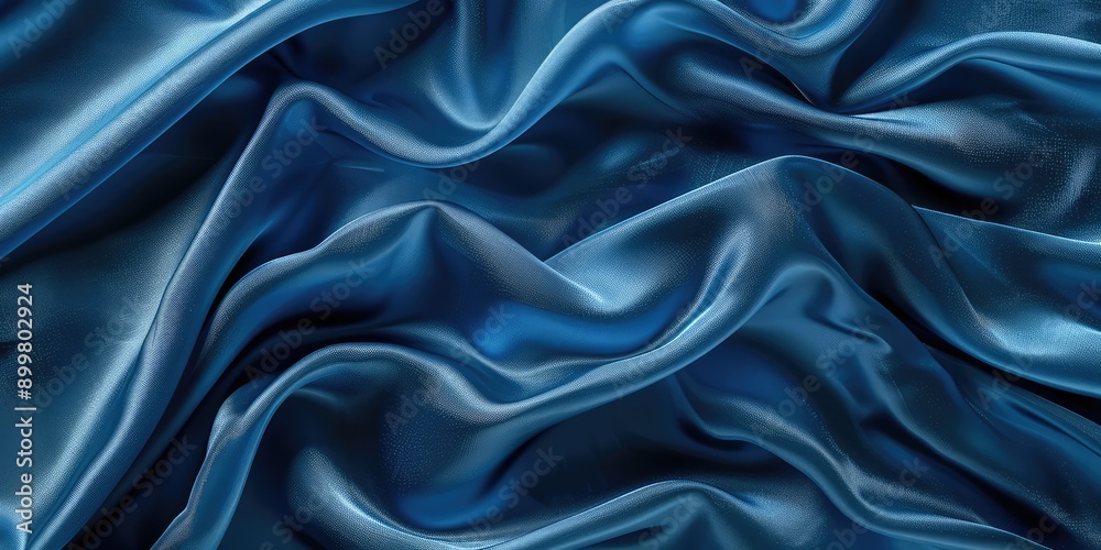 Blue silk waves background. Ai generation. Blue silk waves background. Ai generation.