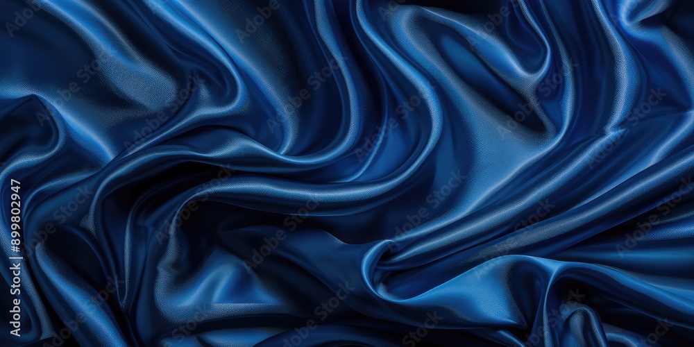 Blue silk waves background. Ai generation. Blue silk waves background. Ai generation.
