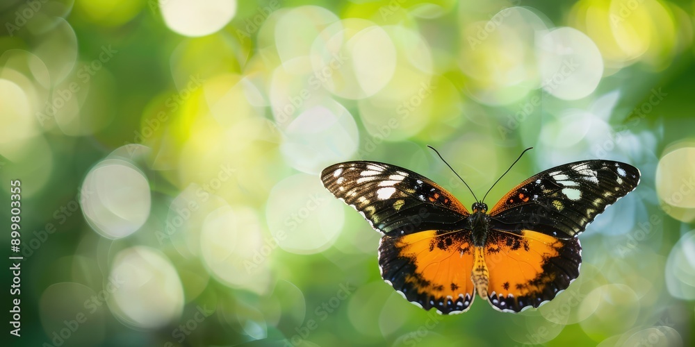 Fototapeta premium Rainbow butterfly background. Generation of Ai