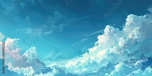 Cloudy Sky Blue background. Ai generation