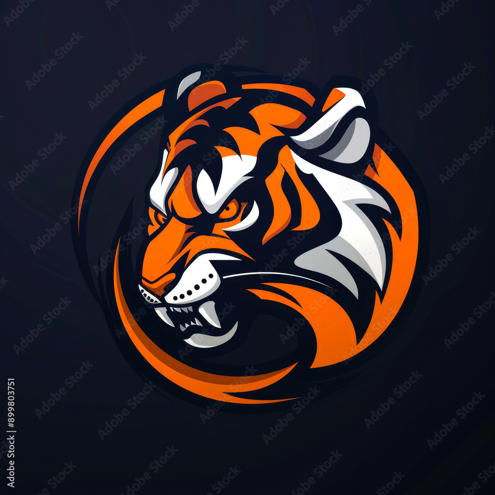 Obraz premium Tiger esports team badge logo. template on the black background