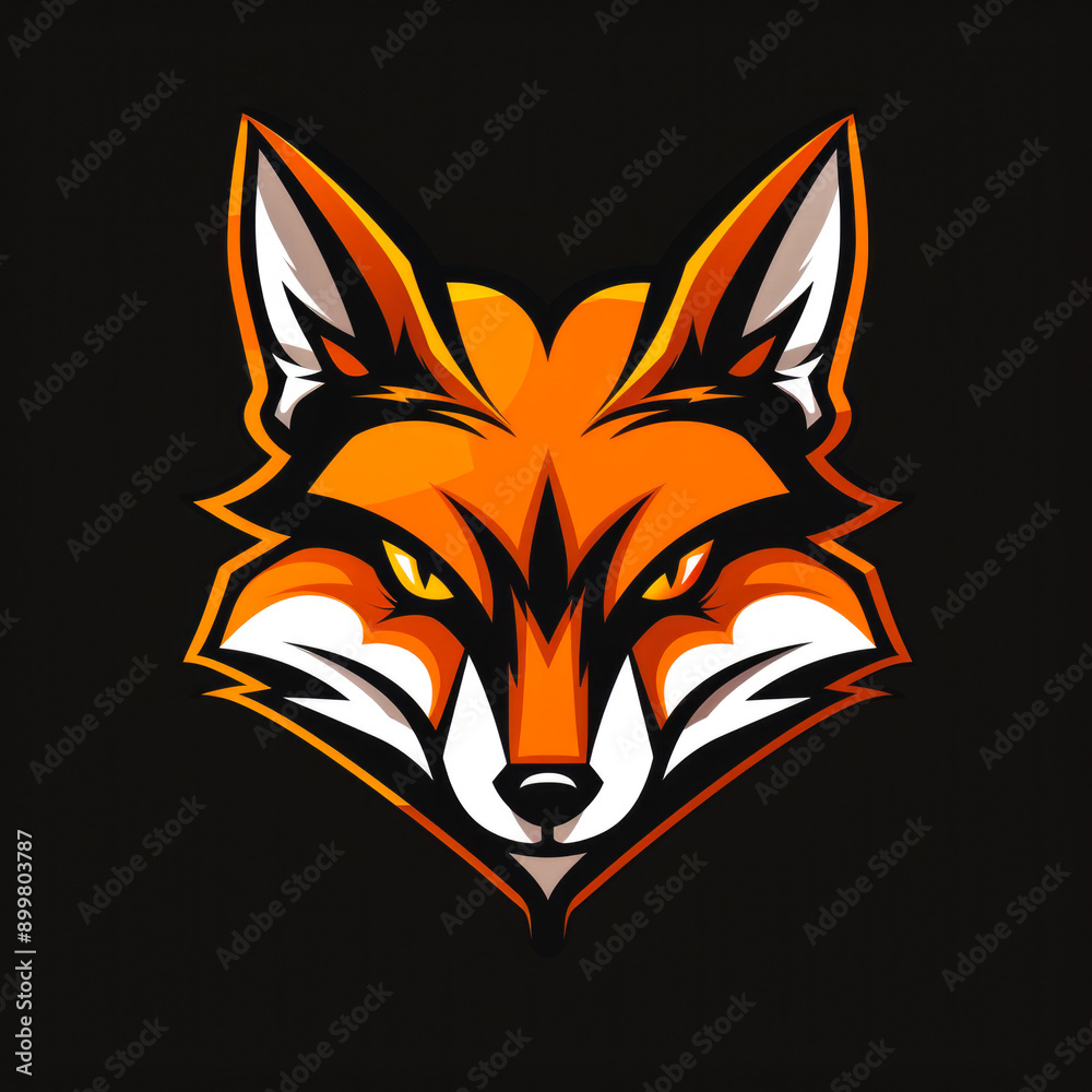 Fox logo template for esports team badge. black background Fox logo template for esports team badge. black background