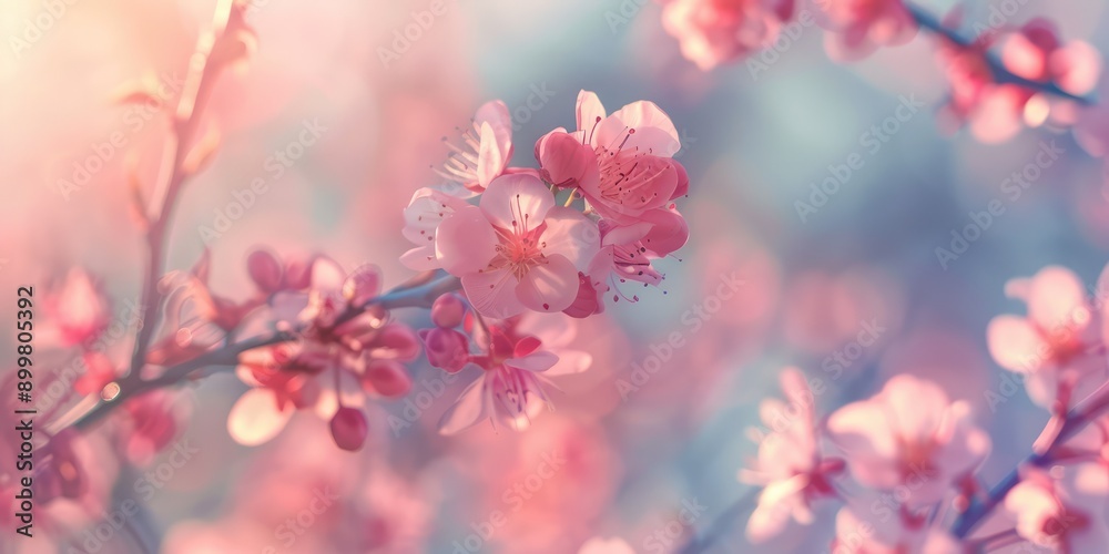 Beautiful nature, sparkling spring landscape. AI generation.