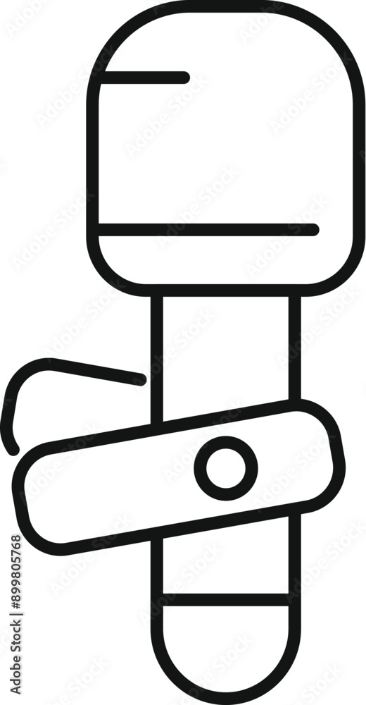Simple black and white line art of a microphone attached to clothing, ideal for representing audio recording Simple black and white line art of a microphone attached to clothing, ideal for representing audio recording