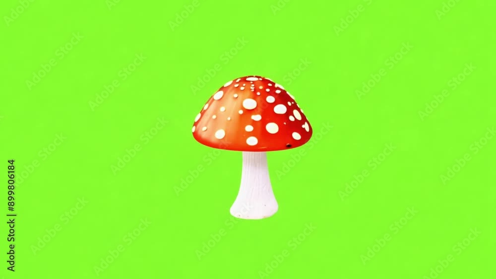 The red fly agaric animation on green screen. Mushroom for autumn season. Red with white dots in the fall 4k video The red fly agaric animation on green screen. Mushroom for autumn season. Red with white dots in the fall 4k video