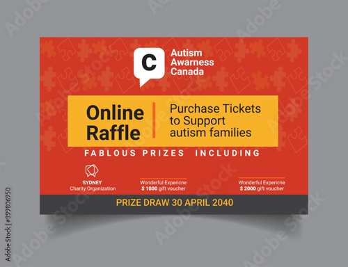 Tickets Design for awarness Autism Awareness Raffle Ticket