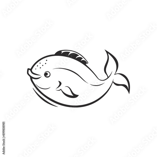 Salmon Fish Line Art Vector Illustration.