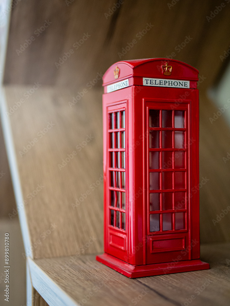 Fototapeta premium London red phone booth, close up picture
