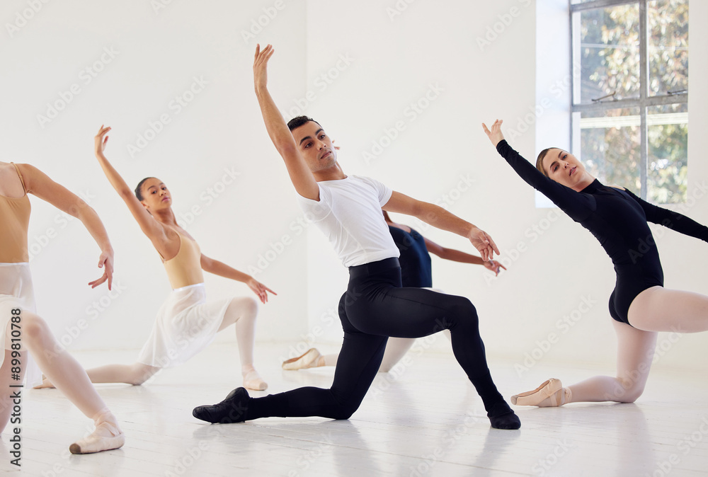 Ballet, dancer group and class with routine learning, exercise and training for performance in studio. Diversity, people and wellness of ballerina fitness together with dance balance and flexibility Ballet, dancer group and class with routine learning, exercise and training for performance in studio. Diversity, people and wellness of ballerina fitness together with dance balance and flexibility