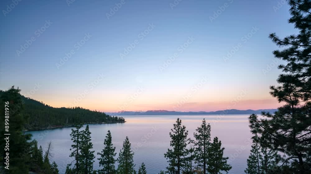 Sunrise Time Lapse of Lake Tahoe with no Clouds in the sku Sunrise Time Lapse of Lake Tahoe with no Clouds in the sku