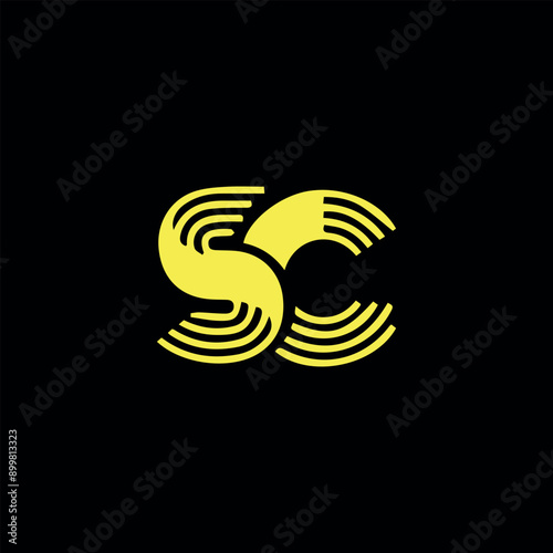 letters sc and cs text logo design vector