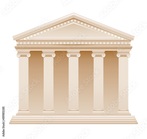 Greek and Roman temple with columns. Pillar vector building. Ancient temple from Rome and Greece. Marble architecture illustration. Parthenon house, white antique palace. 3d Greek Roman column pillar
