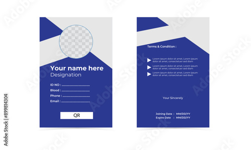 Simple vector office ID card design template. Creative Corporate Business identity card for employees.