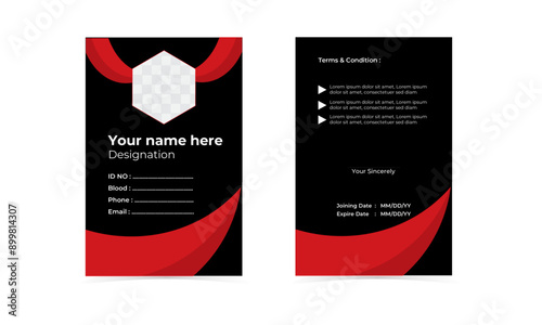 Simple vector office ID card design template. Creative Corporate Business identity card for employees.Modern and minimalist id card template 