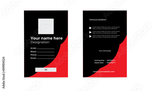  Creative Corporate Business identity card for employees with four color variations.Simple vector office ID card design template.