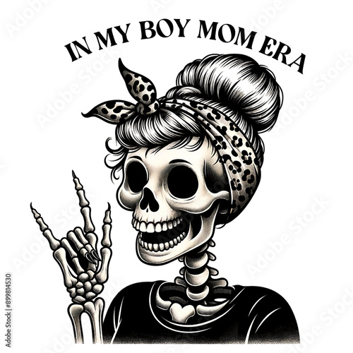 mother skeleton illustration with funny sarcastic lettering about motherhood