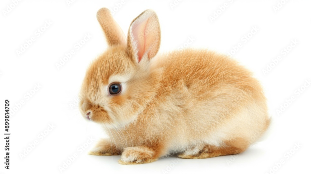 Cute baby orange rabbit sitting or standing, isolated on a white background Cute baby orange rabbit sitting or standing, isolated on a white background