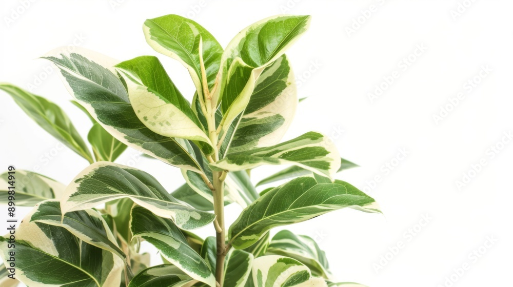 House plant, specifically a Ficus high Variegata, in a pot, isolated on a white background House plant, specifically a Ficus high Variegata, in a pot, isolated on a white background